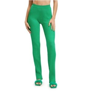 Good American Knit Ribbed Flare Summer Green Pants Size 1/2 (XS/S)